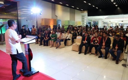<p><strong>CONSTRUCTION EXPO.</strong> Presidential Assistant for Eastern Mindanao (OPAMINE) Secretary Leo Tereso Magno addresses the attendees during the opening of the Philippine Building and Construction Exposition (PHILBEX) and Travel and Leisure Expo (TLEX) in Davao City on Thursday (May 11, 2023). More than 300 exhibitors gathered for the largest and most comprehensive building and construction trade show in the city, which will culminate on May 14. <em>(PNA photo by Robinson Niñal Jr.)</em></p>