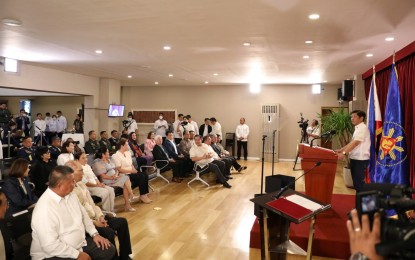 <p><strong>ARRIVAL SPEECH</strong>. President Ferdinand R. Marcos Jr. delivers his speech upon arrival at the Villamor Air Base in Pasay City on Thursday (May 11, 2023). Marcos attended the 42nd ASEAN Summit and Related Summits in Indonesia. <em>(PNA photo by Alfred Frias)</em></p>