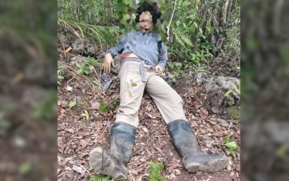 <p><strong>REMNANT.</strong> A certain "Jasper," reportedly a remnant of the New People's Army (NPA) in Bohol, is killed in an encounter in Barangay Tabuan, Antequera, Bohol on Friday morning (May 12, 2023). Bohol Police chief, Col. Lorenzo Batuan, said "Jasper" was with four other comrades when the encounter happened. <em>(Photo courtesy of Bohol Provincial Police Office)</em></p>