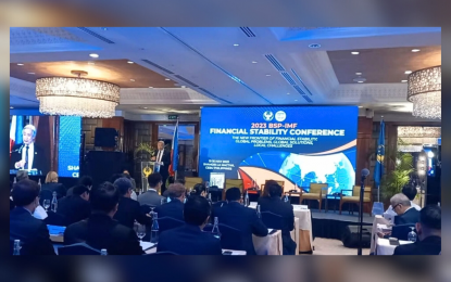<p><strong>FISCAL POLICIES</strong>. Bangko Sentral ng Pilipinas (BSP) Governor Felipe Medalla says continued improvement of domestic growth, as well as monetary and fiscal policies will help ensure that systemic risks will remain at bay on Tuesday (May 16, 2023) during the closing of the International Conference on Financial Stability hosted by the BSP and the IMF in Mactan, Cebu. He added that the economy will improve significantly if monetary and fiscal policies improve. <em>(PNA photo by Joann S. Villanueva)</em></p>