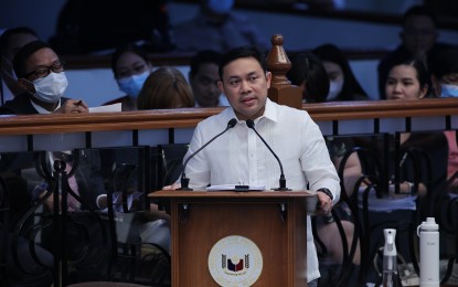 <p><strong>IN DEFENSE OF MIF</strong>. Senate Committee on Trade, Commerce and Entrepreneurship Chairperson Senator Mark Villar answers queries from colleagues as he defends Senate Bill No. 2020 or the Maharlika Investment Fund (MIF) during the plenary session on Tuesday (May 16, 2023). Considered one of the priority bills of the Marcos administration, the MIF seeks to promote socio-economic development by making strategic and profitable investments in key sectors. Villar said MIF is a necessary instrument to spur economic development and allow the country to recover faster from the Covid-19 pandemic. <em>(Photo by Senate Public Relations and Information Bureau) </em></p>