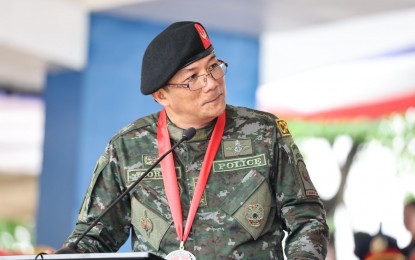 <p><strong>SAF ANNIVERSARY</strong>. Philippine National Police chief, Gen. Benjamin Acorda Jr., extols the Special Action Force (SAF) for their bravery and heroism as the service celebrated its 40th anniversary on Wednesday (May 17, 2023). In his speech, Acorda also emphasized the importance of complying with the principles of International Humanitarian Law during armed conflicts. <em>(Photo courtesy of PNP)</em></p>