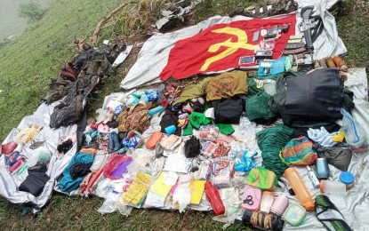 <p><strong>RECOVERED</strong>. The firearms, ammunition and other items seized by troops of the Philippine Army’s 62nd Infantry Battalion after a series of encounters with fighters of the New People’s Army Central Negros Front 1 in Moises Padilla, Negros Occidental on Saturday morning (May 20, 2023). The skirmishes resulted in the death of five still unidentified communist rebels.<em> (Photo courtesy of 62nd Infantry Battalion, Philippine Army)</em></p>