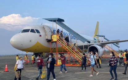 <p><strong>WELCOME BACK</strong>. Passengers arrive at the Laoag International Airport on Monday (May 22, 2023) via Cebu Pacific flight 5J 404. The Manila-Laoag-Manila route operates daily. <em>(Photo by Leilanie G. Adriano)</em></p>