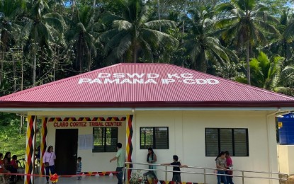 <p><strong>TRIBAL CENTER.</strong> The Manobo tribal community in Barangay Claro Cortez, Bayugan City in Agusan del Sur welcomes the completion of the PHP3.4 million Indigenous People's center funded under the KALAHI-CIDSS PAMANA IP-CDD program of the Department of Social Welfare and Development. The newly completed facility was turned over to the village leaders on Monday (May 22, 2023). <em>(Photo courtesy of DSWD-13)</em></p>