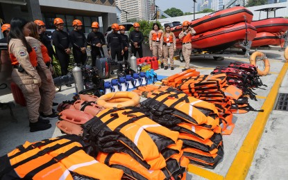 <div class="caption">
<p><strong>FRONTLINERS.</strong> The Metropolitan Manila Development Authority and the Metro Manila Disaster Risk Reduction and Management Council prepare rescue and response equipment at the MMDA compound in Pasig City on Thursday (May 25, 2023) in preparation for Super Typhoon Mawar, or Betty once it enters the Philippine Area of Responsibility by Friday night or Saturday morning. Assets ready for dispatch are rubber boats, aluminum boats, fiberglass boats, life vests, rescue vehicles, and military trucks.<em> (PNA photo by Joan Bondoc)</em></p>
</div>