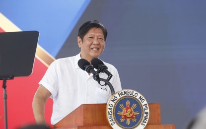 <div class="caption">
<p><strong>DEVELOPMENT.</strong> President Ferdinand R. Marcos Jr. delivers a speech during  the launch of the private sector-led Pier 88, a smart port system in Liloan, Cebu province on Saturday (May 27, 2023). Trips from Liloan to Mactan Island and vice versa will soon be reduced from the usual two hours by land to just  30 to 45 minutes while the three-phase port and commercial development project will create more jobs for residents of Liloan and neighboring towns. <em>(PNA photo by Alfred Frias)</em></p>
</div>