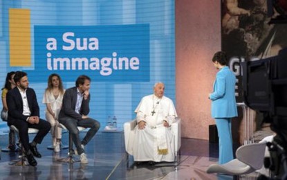 <p><strong>FIRST VISIT. </strong> Pope Francis visits Italian State broadcaster Rai.  Francis became the first pontiff to visit a TV studio, giving an interview. <em> (ANSA)</em></p>