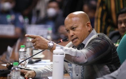 <p><strong>SEARCH FOR TRUTH</strong>. Senate Committee on Public Order and Dangerous Drugs chairperson Sen. Ronald “Bato” Dela Rosa, during the continuation of the inquiry into the alleged involvement of high-ranking officers of the Philippine National Police (PNP) in the PHP6.7 billion drug bust on Tuesday (May 30, 2023). Dela Rosa urged concerned personalities to reveal what they know to settle the issue once and for all. <em>(Photo courtesy of Senate PRIB) </em></p>