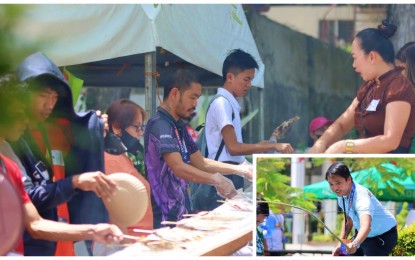 <p><strong>‘SUGBA’ PARTY.</strong> At least 2,000 kilos of tilapia are grilled by residents for free during the “Sugba sa Plaza” event marking the culmination of the farmers' and fisherfolks' month in Kidapawan City on Tuesday (May 30, 2023). Inset photo shows Kidapawan Mayor Jose Paolo Evangelista trying to hook a tilapia fish from the city plaza’s fountain basin. <em>(Photo courtesy of Kidapawan CIO)</em></p>