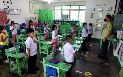 <p><strong>CATCH-UP LESSONS.</strong> Learners hold classes at the Delegate Angel Salazar Jr. Memorial School in San Jose de Buenavista in this undated photo. Department of Education Schools Division of Antique chief of School Governance and Operations Division Evelyn Remo said in an interview Wednesday (May 31, 2023) that schools are urged to hold catch-up lessons to cover for the days when classes were suspended and reach the 200 hours required contact time. (<em>PNA photo courtesy of Delegate Angel Salazar Jr. Memorial School</em>)</p>