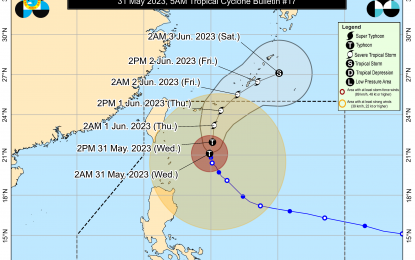 <p>Track and intensity forecast of Typhoon Betty <em>(PAGASA image)</em></p>