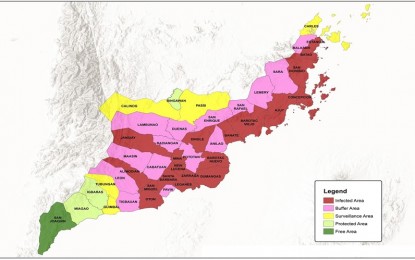 <p>SLOWED DOWN. A zoning map showing the areas affected by the African swine fever in Iloilo province. The provincial government is considering the possibility of hog repopulation once the planned sentinel program with the Department of Agriculture becomes successful. <em>(PNA photo screenshot from Office of the Provincial Veterinarian-Iloilo)</em></p>
<p> </p>