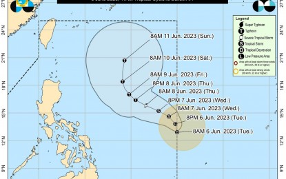 <p>Track of Tropical Depression Chedeng <em>(Courtesy of PAGASA</em>)</p>
