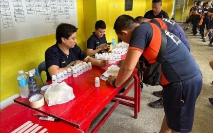 <p><strong>DRUG TEST</strong>. Personnel of the Bureau of Fire Protection (BFP) in Antique province submit to drug testing in support of their drug-free workplace policy. BFP Antique Provincial Fire Marshal Supt. Patricio Collado said in an interview Tuesday (June 6, 2023) that the first batch of 106 personnel tested negative for illegal drugs. (<em>PNA photo courtesy of BFP Antique</em>)</p>