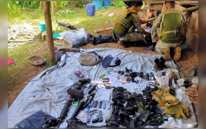 <p><strong>ENCOUNTER.</strong> At least three New People’s Army (NPA) rebels were wounded in a clash with military troops in the boundary of Barangay Cotmo and Barangay Aldezar, Sipocot town in Camarines Sur on Wednesday (June 7, 2023). Government troops recovered from the clash site several weapons and propaganda materials. <em>(Photo courtesy of 9ID)</em></p>