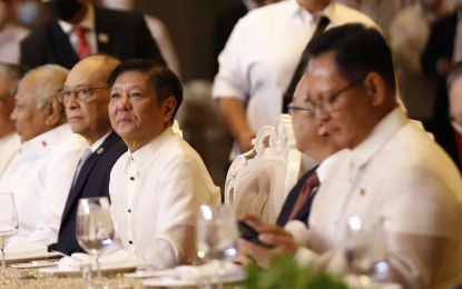 <p><strong>HEALTHY TIES</strong>. President Ferdinand R. Marcos Jr. graces the Award for Promoting Philippines-China Understanding (APPCU) award ceremony at The Manila Hotel in Manila on Thursday (June 8, 2023). In his speech, Marcos said the Philippines' "healthy" and "deepening" relationship with China outweighs the two nations' differences. <em>(PNA photo by Alfred Frias)</em></p>