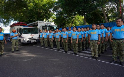 <p><strong>READY.</strong> The Philippine National Police (PNP) in Bicol activates on Friday (June 9, 2023) different teams in response to the ongoing activities of Mayon Volcano. Logistical capabilities of the Police Regional Office 5 (PRO5) such as trucks and other vehicles were readied to be utilized during the evacuation of residents. <em>(Photo courtesy of PRO5)</em></p>