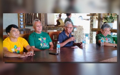 <p><strong>ALLIANCE.</strong> Mayors of Leyte's 4th congressional district who formed ties (L-R) -  Bernardino Tacoy of Matag-ob town, Ramon Oñate of Palompon, Sixto Dela Victoria of Albuera, and Edgardo Cordeño of Isabel during a press briefing in Matag-ob town on Friday (June 9, 2023).  The group said they formed the alliance to boost tourism programs that will be backed by the national government.  <em>(PNA photo by Sarwell Meniano)</em></p>