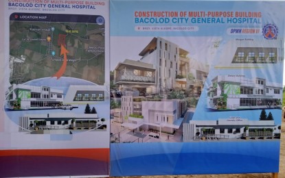 <p><strong>HEALTH FACILITY</strong>. The phase one design perspectives of the national government-funded Bacolod City General Hospital in Barangay Vista Alegre. On Monday (June 12, 2023), Lone District Rep. Greg Gasataya said the Department of Public Works and Highways has allotted an additional PHP250 million for the construction of the second phase of the hospital.<em> (PNA Bacolod file photo)</em></p>