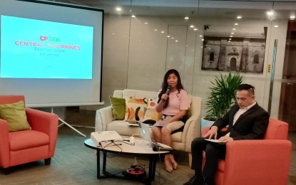 <p><br /><strong>TOURISM EXPO</strong>. Tourism Regional Director Crisanta Marlene Rodriguez (left) invites stakeholders to be part of the Central Philippines Tourism Expo (CPTEx) that will be held at the Iloilo Convention from June 16-18, 2023. In a press conference on Tuesday (June 13, 2023), Rodriguez said the CPTEx will have six components consisting of a parade of festivals, tourism expo, business-to-business meeting, product presentation and cultural performances, regional launching of the “Bisita, Be My Guest” program, and the post-tour/travel exchange. <em>(PNA photo by PGLena)</em></p>