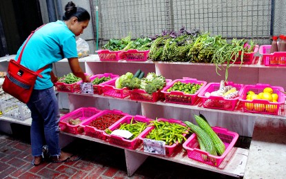 <p><strong>FOOD SECURITY.</strong> Fresh vegetables are sold at a Kadiwa store inside the Philippine Heart Center along East Avenue, Quezon City in this photo taken on June 9, 2023. Local research and analytics company Capstone-Intel Corp. on Friday released survey results showing that nearly 6 out of 10 Filipinos consider themselves food secure in the next six months. <em>(PNA photo by Robert Oswald P. Alfiler)</em></p>