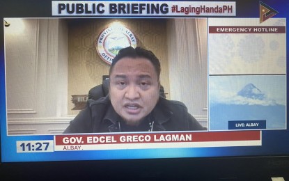 <p>Albay Governor Edcel Grex Lagman <em>(Screengrab from Laging Handa briefing)</em></p>