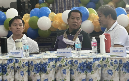 <p><strong>REGIONAL EVENT.</strong> Misamis Oriental 2nd District Rep. Yevgeny Vincente Emano (center) listens to Governor Peter Unabia (right) during the regional roadshow of Small Business Corporation  (SBCorp) in El Salvador City on Thursday (June 15, 2023). Unabia said business owners should transact with SBCorp since it has lower interest rates.<em> (Photo courtesy of Rep. Emano Facebook Page)</em></p>