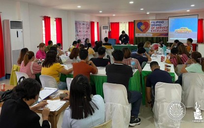 <p><strong>FILIPINO VALUES IN TOURISM.</strong> The Department of Tourism in the Caraga Region noted that 1,760 tourism front-liners and four local government units have undergone training and adopted the Filipino Brand of Service Excellence (FBSE) since the program’s launching in January this year. The photo shows the latest FBSE training conducted by the Surigao del Sur provincial tourism office on June 5-6, 2023. <em>(Photo courtesy of DOT-13)</em></p>