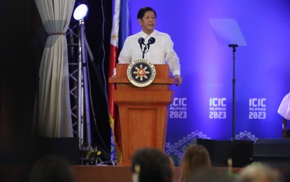 <p><strong>RIGHT TO INFORMATION.</strong> President Ferdinand R. Marcos Jr. delivers a keynote address during the opening ceremony of the 14th edition of the International Conference of Information Commissioners (ICIC) at the Philippine International Convention Center in Pasay City on Monday (July 19, 2023). Marcos said the Philippines stands in solidarity with the ICIC and the entire international community in advocating people’s right to information. <em>(PNA photo by Alfred Frias)</em></p>