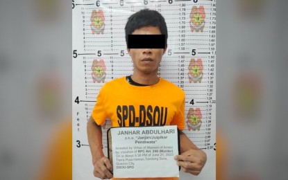 <p><strong>ARRESTED.</strong> Authorities arrest Abu Sayyaf Group (ASG) member Janhar Abdulhari, 37, also known as Janjan or Julpikar Pendiwata, and the 5th most wanted in Zamboanga Sibugay, on Wednesday (June 21, 2023) at Tierra Pura Homes, Tandang Sora, Quezon City. The police say Abdulhari has a pending arrest warrant for murder. <em>(Photo courtesy of Southern Police District)</em></p>