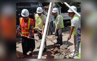 <p><strong>INFRA PROJECTS.</strong> Lamitan City Vice Mayor Hegem Furigay (2nd left) and Basilan Rep. Mujiv Hataman (2nd right) lead the groundbreaking ceremonies on Friday (June 23, 2023) for the start of three projects worth PHP115 million to be implemented by the Department of Public Works and Highways in Lamitan City, Basilan. The projects are funded by the offices of TGP Party-list Rep. Jose Teves Jr. and Sen. Aquilino Pimentel III. <em>(PNA photo by Teofilo P. Garcia Jr.)</em></p>