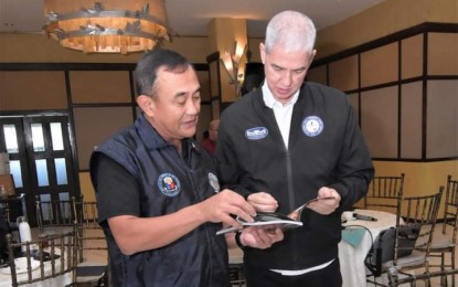 <p><strong>WORKING FOR PEACE</strong>. Negros Occidental Governor Eugenio Jose Lacson (right) meets with Undersecretary Ernesto Torres Jr., executive director of the National Task Force to End Local Communist Armed Conflict, at the close of a two-day transformation program planning workshop organized by the Presidential Adviser on Peace Reconciliation and Unity at Nature’s Village Resort, Talisay City on Friday (June 23, 2023). As the pilot province for the transformation program implementation, Negros Occidental will be crucial in demonstrating the program’s success, Lacson said. <em>(Photo courtesy of Negros Occidental-PIO)</em></p>