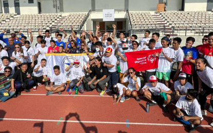 <p><strong>OLYMPIC DAY.</strong> Sports officials and athletes from different sports disciplines join the Olympic Day activities at the University of the Philippines Track and Field Oval in Quezon City on Friday (June 23, 2022). The turnover of incentives to the athletes who won medals in the last 32nd Southeast Asian Games in Cambodia also highlighted the annual event organized by the Philippine Olympic Committee. <em>(Photo courtesy of POC)</em></p>