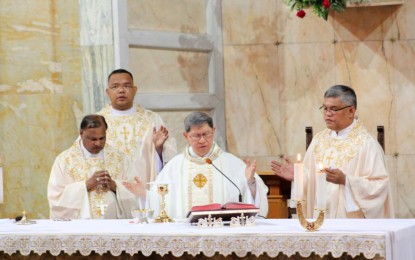 <p><strong>TEACH KIDS</strong>. Cardinal Luis Antonio Tagle celebrates Mass at the Pontificio Collegio Filippino in Rome, Italy on June 21, 2023. In a recorded video played at an international gathering in Thailand, Tagle reminded parents to teach their children about Jesus Christ. <em>(Contributed photo via CBCP)</em></p>