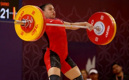 <p>SEA GAMES CHAMPION. Vanessa Sarno retains the women's 71kg title during the SEA Games in Cambodia last month. She will lead the Philippine team at the Asian Youth and Junior Weightlifting Championships that will be held in New Delhi from July 28 to Aug. 5, 2023. <em>(Contributed photo)</em></p>
