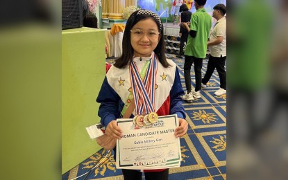 <p><strong>CHESS WIZ.</strong> Millery Gen Watson Subia of Nueva Ecija wins five medals in the 21st ASEAN+ Age Group Chess Championships at the Asia Hotel in Bangkok, Thailand on June 17-26, 2023. She won the individual gold (standard) and bronze (blitz) and the silver in standard, rapid and blitz team events. <em>(Contributed photo)</em></p>