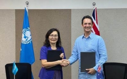 <p><span lang="EN-US" data-removefontsize="true" data-originalcomputedfontsize="16">UNICEF Philippines Representative Oyunsaikhan Dendevnorov and New Zealand Ambassador to the Philippines Peter Kell during the signing of the grant on June 26 at the UNICEF Philippines office in Mandaluyong.<em> (Photo courtesy of New Zealand Embassy in the Philippines)</em></span></p>