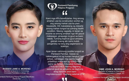 <p>The Moreno siblings – Rosses Jane (left) and Dime John (right) in their graduation picture. <em>(Photo courtesy of DSWD)</em></p>