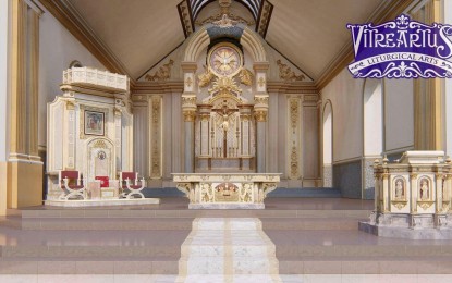<p><strong>RETROFITTING</strong>. The Cathedral of St. Catherine of Alexandria in Dumaguete City will undergo massive renovation to prevent further deterioration of this centuries-old structure. The first phase would be the sanctuary/altar as pictured here, targeted for completion by November 2023. <em>(Photo from Dumaguete Cathedral's Facebook page)</em></p>