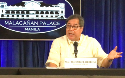 <p><strong>WAITING FOR THE FORMAL LIFTING.</strong> Health Secretary Teodoro Herbosa joins the Palace press briefing on Tuesday (July 4, 2023). Herbosa told reporters that President Ferdinand R. Marcos Jr. will soon issue an order to formally lift the state of public health emergency declared due to the Covid-19 pandemic.<em> (Photo by Ruth Abbey Gita-Carlos)</em></p>