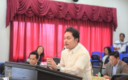<p><strong>SUPPORT</strong>. Cebu Fifth District Provincial Board Member Red Duterte delivers his privilege speech in Cebu City before introducing a resolution expressing support for embattled Department of Tourism (DOT) Secretary Christina Garcia-Frasco, in this June 3, 2023 photo. Apart from the Provincial Board's unanimously passed resolution, 11 Cebuano members of the House of Representatives, five component city mayors, 44 municipal mayors, and the three mayors of the highly-urbanized cities of Cebu, Mandaue, and Lapu-Lapu signed a manifesto declaring their “full and unwavering support” for Frasco, amid the issue surrounding the DOT slogan “Love the Philippines.” <em>(Photo courtesy of Cebu Capitol-PIO)</em></p>