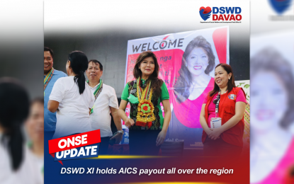 <p><strong>CRISIS AID.</strong> Sen. Imee Marcos (center) and Department of Social Welfare and Development–Davao Region (DSWD-11) Director Vanessa Goc-ong (right) lead the payout of the Assistance to Individuals in Crisis Situations (AICS) for various provinces of the Davao Region that started on June 30, 2023. The DSWD-11 reported that from June 30to July 2, a total of PHP33.4 million has been disbursed to 10,752 beneficiaries in the region. <em>(Photo courtesy of DSWD-11)</em></p>