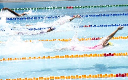 <p><strong>NATIONAL TRYOUT</strong>. Swimmers compete in the national tryout at the Teofilo Ildefonso pool inside the Rizal Memorial Sports Complex in Malate, Manila on Friday (July 7, 2023). The Philippine Swimming, Inc. (PSI) holds tryouts to select the members of the team going to the Southeast Asia Age Group Championships in Indonesia next month.<em> (Contributed photo)</em></p>