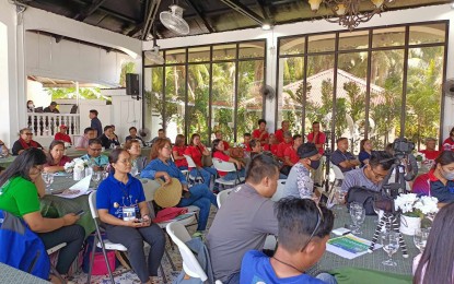 <p><strong>SUMMIT</strong>. Concerned government agencies convene in the municipality of San Lorenzo for the first Guimaras Climate Change Summit on Tuesday (July 11, 2023). Climate Change Commissioner Albert dela Cruz, in his prerecorded message, urged municipalities of Guimaras to craft their respective ordinance containing their expanded Local Climate Change Action Plan. <em>(PNA photo by PGLena)</em></p>