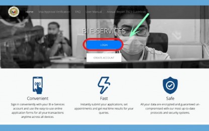 <p><strong>IMMIGRATION CONVENIENCE</strong>. The Bureau of Immigration’s (BI) new online platform, eServices, was launched on Wednesday (July 12, 2023). BI’s eServices provides convenient application and payment options to foreign nationals wanting to visit the country. <em>(Screengrab)</em></p>