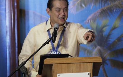 <p><strong>SUPPORT FOR MSMEs</strong>. House of Representatives Speaker Ferdinand Martin G. Romualdez delivers a speech during the opening ceremony of the National Food Fair spearheaded by the Department of Trade and Industry (DTI) at the SM Megatrade Hall in Mandaluyong City on Wednesday afternoon (July 12, 2023). Romualdez said the House remains firmly committed to helping micro, small and medium enterprises grow to create jobs and income opportunities for the people. <em>(Photo courtesy of Speaker Romualdez’s office)</em></p>