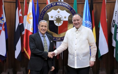<p>United Nations Resident Coordinator (UNRC) in the Philippines Gustavo Gonzalez (left) and DND Secretary Gilberto Teodoro Jr. (right) <em>(Photo courtesy of DND)</em></p>