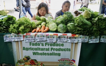 <p><strong>KADIWA NG PANGULO</strong>. Fresh vegetables are put on sale in one of the Kadiwa ng Pangulo (KNP) stalls at the provincial capitol compound, City of San Fernando, Pampanga on Monday (July 17, 2023). President Ferdinand Marcos Jr. visited the province to witness the signing of the memorandum of agreement on the establishment of KNP in local government units nationwide. <em>(Photo courtesy of the Provincial Government of Pampanga)</em></p>