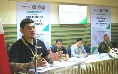 <p><strong>CULTURE OF SECURITY</strong>. Davao City Mayor Sebastian Duterte underscores the importance of embedding a culture of security among young people during the Culture of Security infomercial launch at the Davao City National High School on Wednesday afternoon (July 19, 2023). Culture of Security is a people-centered campaign that encourages Dabawenyos to adopt vigilance in their everyday life<em>. (PNA photo by Robinson Niñal Jr).</em></p>